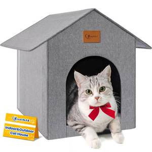lot 3437 image: Siedihit Outdoor Cat House, Cat Shelter Feral Pet Outside Waterproof Cat House for OutdoorIndoor Cats, Insulated Cat Bed for All Seasons with Cozy Cushion, Easy to Assemble, Grey