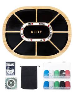 lot 3438 image: Michigan Rummy Board Game Deluxe Set Wooden Michigan Rummy Game Board,with 200 Pcs Chips, 1 Deck of Poker,1 Storage Bag, 1 Manual. The Perfect Blend of Rummy and Poker, Perfect for Family Game Night