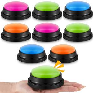 lot 3457 image: Honoson 8 Pieces Recordable Answer Buzzers Button for Trivia Games Show Buzzers Recording Buttons Gifts for Back to School Classroom Team(Fresh Color)