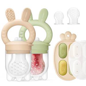 lot 3458 image: ChooKaChoo 2 Pack Baby Fruit Feeder & Freezer Nibble Tray Combo, Push Pop Baby Food Feeder to Safely Introduce New Foods, Fresh & Frozen Food Silicone Feeder, 100% Food Grade, BPA Free