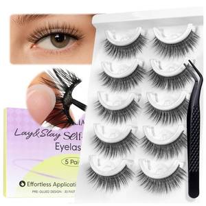 lot 3470 image: BEYELIAN Self Adhesive Eyelashes Natural Look, Pre Glued Wispy False Lashes No Glue Required, Faux Mink Eyelashes 5 Pairs ZCV-204
