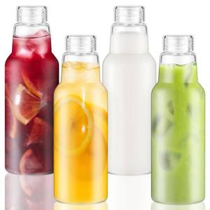 lot 3480 image: CWHHRN 34 Oz Glass Juice Bottles with Lids, Glass Bottles, BPA Free, Borosilicate Glass for Juicing, Smoothies, Infused Water, Beverage Storage, Shaker Bottles (4 Pack)