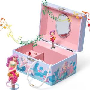 lot 3487 image: Jewelkeeper Girls Musical Jewelry Box - Durable Pine Fiberboard with Soft Pink Lining - Kids Jewelry Box - The Beautiful Dreamer Tune - Gifts for Girls - Mermaid Jewellery Box - 6x4x3.5in