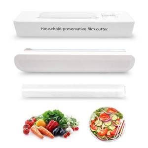 lot 3498 image: souG Reusable Plastic Wrap Dispenser with Cutter, Food Wrap Dispenser, Refillable Cling FilmWax Paper, 1 Roll Plastic Food Wrap Included