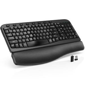 lot 3499 image: SABLUTE Wireless Keyboard, Ergonomic Wave Keyboards with Cushioned Wrist Rest, 2.4GHz USB Computer Wave Key Board for Windows, Mac, Chrome, PC, Laptop, Tablet - Black Full Size