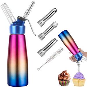 lot 3501 image: Professional Whipped Cream Dispenser - Cream Whipper Stainless Steel Cream Canister with 3 Decorating Nozzles, 1 Pint Gourmet Cream Whipper