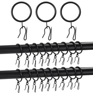 lot 3510 image: Qunclay 100 Set 1.26 Inch Metal Curtain Rings with Eyelets Curtain Hooks for Drapes and Metal Drapery Pin Drapery Hooks for Window Door Shower Bathroom Rings (Black)