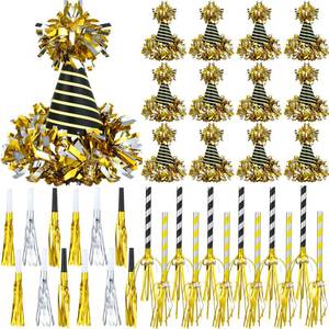 lot 3518 image: Lenwen 36 Pcs 2026 New Years Eve Party Supplies Including 12 New Year Cone Hats 24 Noise Makers Horns Blowouts Tassel Squawkers Blowers for Eve Party Decoration