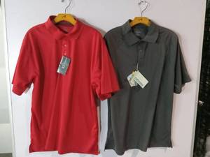 lot 67200 image: APPEARS NEW - Edwards & Extreme Performance Polo Shirt Set, Red & Grey. (Size Large) 2 Pack