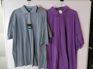 lot 67202 image: APPEARS NEW - Tri-Mountain & Superior Style Womens Polo Shirts, Dusty Blue & Plum. (Size 4XL) 2 Pack