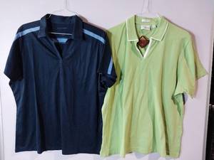 lot 67206 image: APPEARS NEW - Port Authority and Outer Banks Polo Shirts, Navy & Lime Green. (Size 3XL) 2 Pack