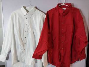 lot 67207 image: APPEARS NEW - Edwards and Fashion Seal Mens Button-Down Dress Shirts, Red & White. (Size XL) 2 Pack
