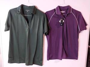 lot 67209 image: APPEARS NEW - Port Authority and Blue Generation Ladies Polo Shirts, Hunter Green & Purple. (Size XXL) 2 Pack