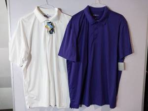 lot 67216 image: APPEARS NEW - Blue Generation & Sport-Tek Polo Shirts, White & Purple. (Size 2XL) 2 Pack