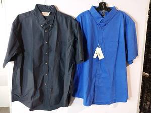lot 67218 image: APPEARS NEW - Red Kap and Core365 Mens Button Down Work Shirts, Navy & Royal Blue (Size 2XL) 2 Pack