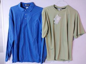 lot 67223 image: APPEARS NEW - Superior Style & Extreme Performance Mens Shirts, Blue Longsleeve & Green Shirt (Size Large) 2 Pack