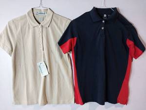 lot 67227 image: APPEARS NEW - Extreme and Hartwell Brand Ladies Polo Shirts, Khaki & NavyRed (Size Medium) 2 Pack