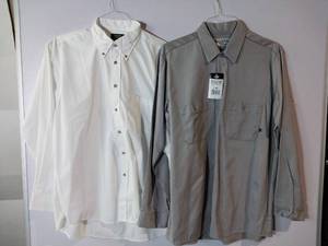 lot 67228 image: APPEARS NEW - Edwards Casualwear & Dickies Button-Down Shirts,  Grey &White. (Size Large) 2 Pack