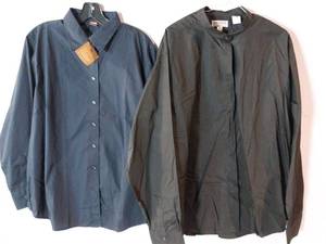 lot 67229 image: APPEARS NEW - Harrington & Lady Edwards Navy Blue and Black Button-Down Shirts (Size XL) 2 Pack