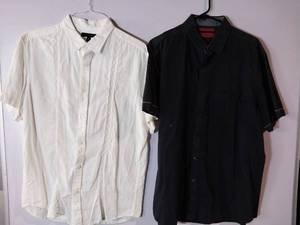lot 67230 image: APPEARS NEW - Banana Republic & Alfani Mens Designer Short Sleeve Button-Down Shirts (Size XL) 2 Pack