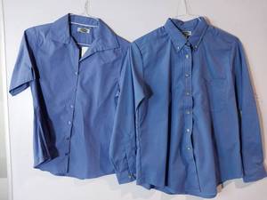 lot 67231 image: APPEARS NEW - Edwards Ladies Blue Button-Down Long Sleeve & Short Sleeve Shirts (Size Small) 2 Pack