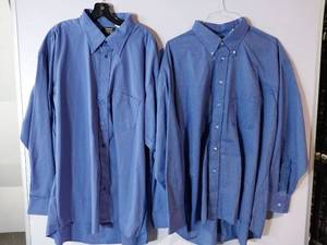 lot 67236 image: APPEARS NEW - Edwards Light Blue & Denim Blue Button-Down Dress Shirts (Size 2XL) 2 Pack