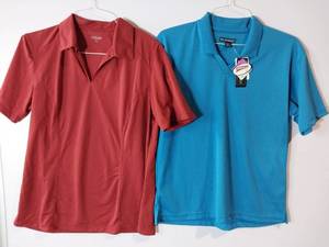 lot 67241 image: APPEARS NEW - Edwards & Blue Generation Ladies Polo Shirts Set, Red & Blue (Size Large) 2 Pack
