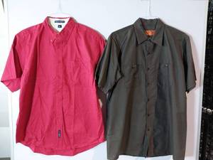 lot 67244 image: APPEARS NEW - Port Authority and Red Kap Mens Button-Up Shirts, Red & Brown (Size Large) 2 Pack