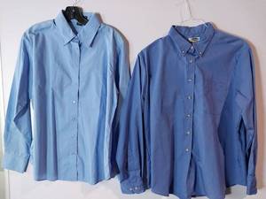 lot 67248 image: APPEARS NEW - Edwards & Harrington Womens Blue Button-Down Shirts (Size Large) 2 Pack