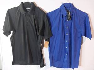 lot 67254 image: APPEARS NEW - Cornerstone Polo and Blue Generation Button-Down Shirts, Black & Blue (Size Small) 2 Pack