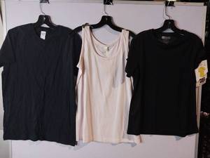lot 67256 image: APPEARS NEW - Glidan Black T-Shirt, Anvil Pink Tank top & Core365 Black Shirt (Size Medium) 3 Pack