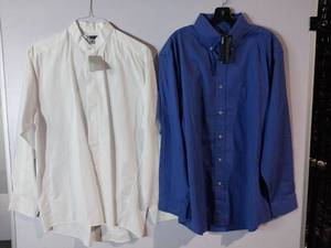 lot 67258 image: APPEARS NEW - Edwards and Blue Generation Mens Dress Shirts, White & Blue (Size Large) 2 Pack