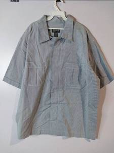 lot 67260 image: APPEARS NEW - Edwards Gray Striped Short Sleeve Work Shirt (Size Large)