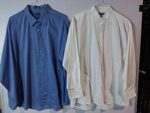 lot 67262 image: APPEARS NEW - Arrow and Edwards Mens Dress Shirts, White & Blue (Size XL) 2 Pack