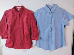 lot 67266 image: APPEARS NEW - Port Authority Ladies Button-Down Shirt Set,  Red & Light Blue (Size Medium) 2 Pack
