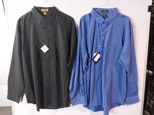 lot 67268 image: APPEARS NEW - Corner Stone and Ash City Mens Button-Down Shirts, Black & Blue (Size XL) 2 Pack