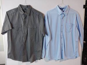 lot 67270 image: APPEARS NEW - Port Authority Mens Button-Down Shirt Bundle,  Grey &Light Blue (Size Large) 2 Pack