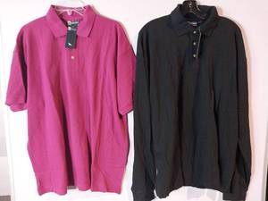 lot 67274 image: APPEARS NEW - Blue Generation Long Sleeve Black Polo & Pink Short Sleeve Shirts (Size XL) 2 Pack