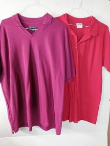 lot 67276 image: APPEARS NEW - Blue Generation - Magenta & Port Company - Red Polo Shirt Set (Size 3XL)