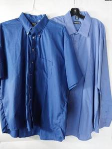 lot 67280 image: APPEARS NEW - Edwards Mens 1 Short Sleeve and 1 Long Sleeve Dress Shirts Set (Size 2XL)