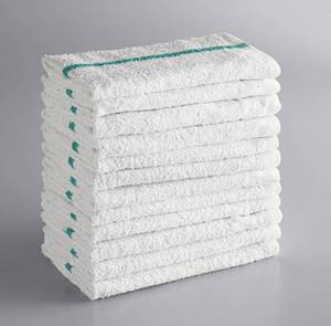 lot 67429 image: APPEARS NEW - Pakistani Cotton Bar Towels with Green Stripe (Set of 12)