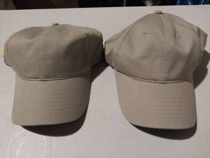 lot 67436 image: APPEARS NEW - Headshots Khaki Baseball Cap Set of 2
