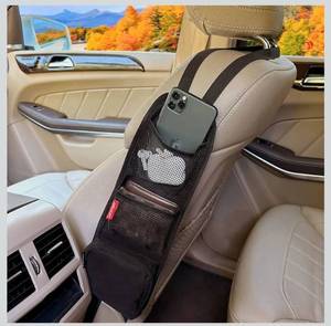 lot 67329 image: Thule Car Seat Side Organizer, Auto Seat Storage Hanging Bag, Phones, Drink, Stuff Holder with Mesh Pocket for Cars, SUV & Truck (Stock photo varies from final product)