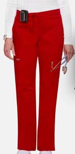 lot 66509 image: APPEARS NEW - Landau Medical Scrub Pants, 1 Cargo Flare Leg & 1 Natural - Red (Size XL) 2 Pack