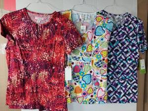 lot 66527 image: APPEARS NEW - 1 Koi, 1 Peaches & 1 Bio Medical Scrub Top Collection (Size Small) Lot of 3