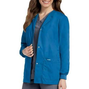 lot 66535 image: APPEARS NEW - Landau Women s Snap Front Warm-up Scrub Jacket (Size Small)  - Retail $55