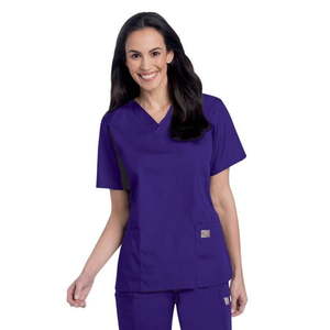 lot 66547 image: APPEARS NEW - Landau Unisex V-Neck Scrub Top  Style 71221 - Grape (Size Small) 2 Pack