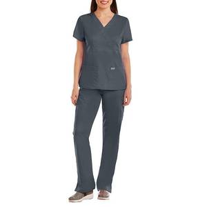 APPEARS NEW - Grey's Anatomy Grey's Anatomyâ¢ 3-Pocket Mock Wrap Top Scrub Top and Pant Set (Size Small)