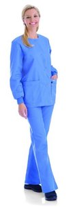lot 66581 image: APPEARS NEW - Landau Women s Snap Front Warm-up Scrub Jacket (Size Medium)