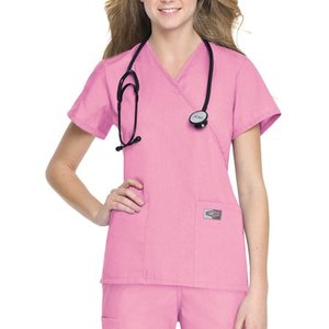 lot 66587 image: APPEARS NEW - Landau Faux Wrap Tunic Scrub Top 1 Style 70224 & 1 Style 70221 (Size Large) Lot of 2